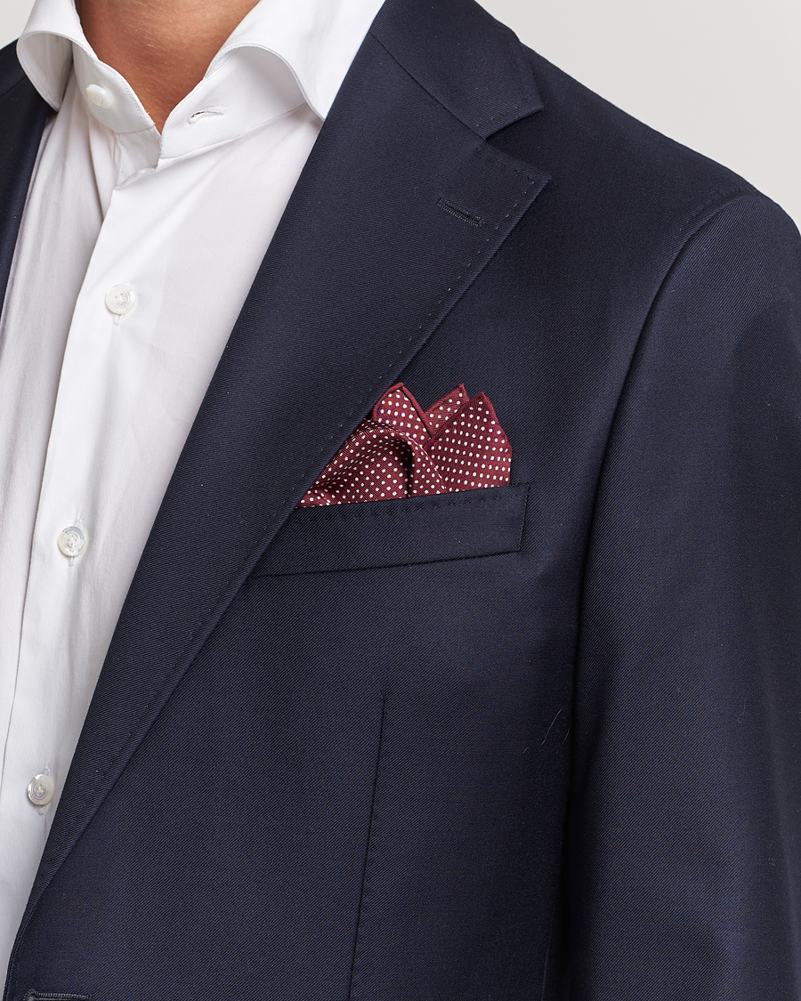 Herre | Assesoarer | Eton | Silk Polka Dot Pocket Square Wine