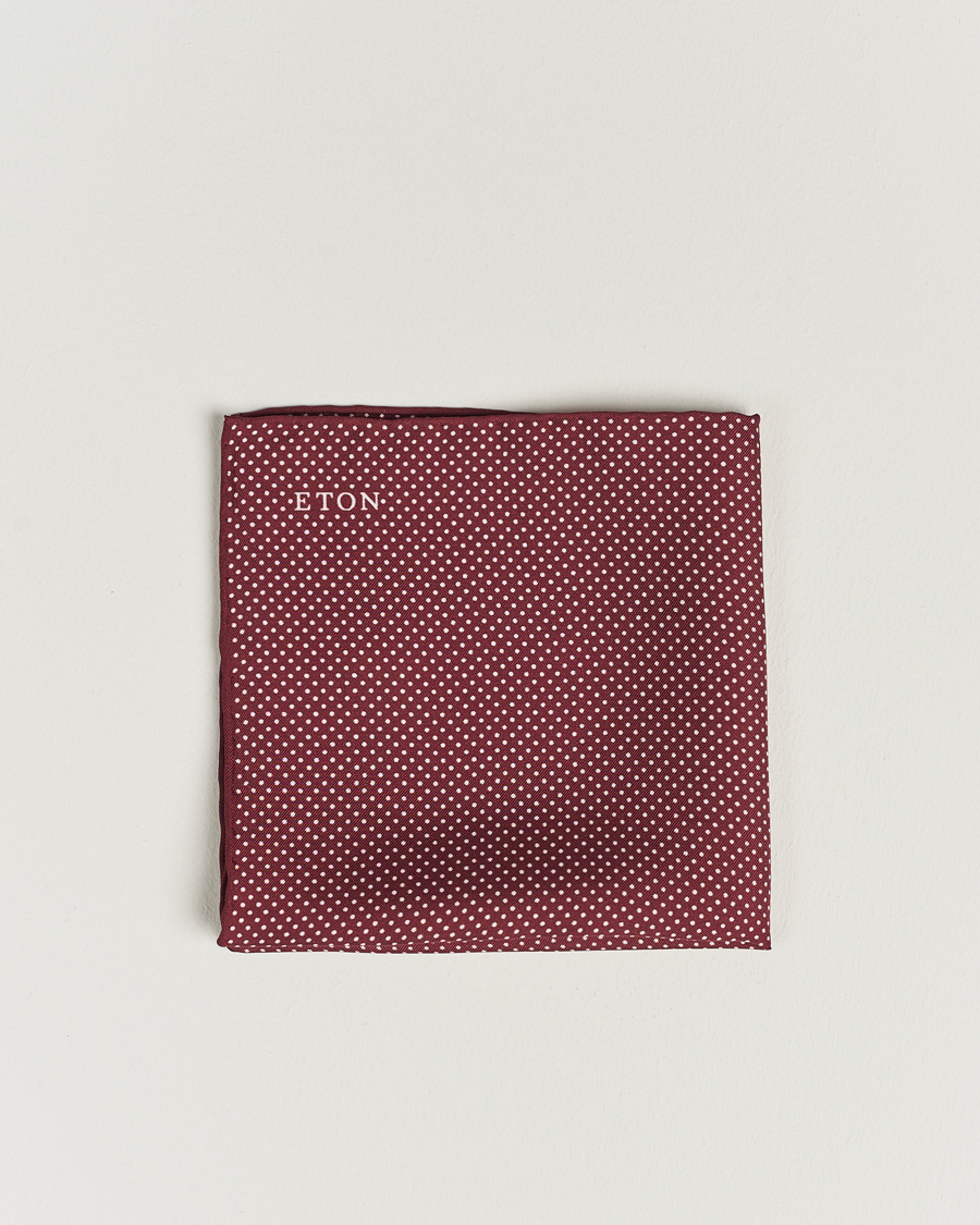 Herre | Lommetørklær | Eton | Silk Polka Dot Pocket Square Wine