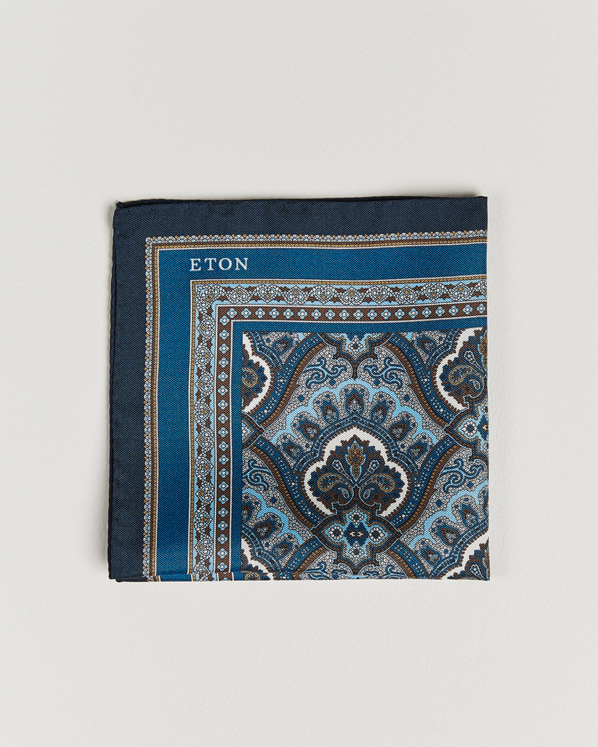 Herre | Lommetørklær | Eton | Silk Paisley Print Pocket Square Blue
