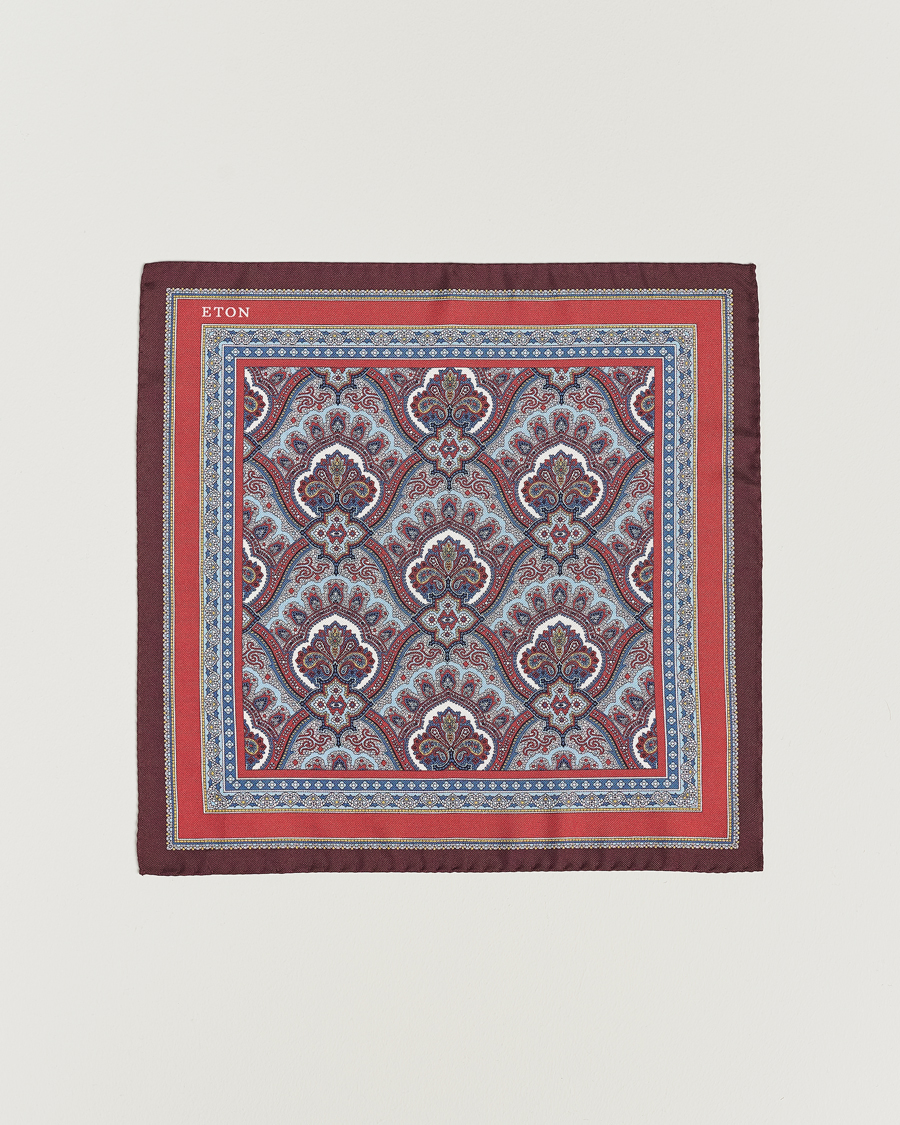 Herre | Lommetørklær | Eton | Silk Paisley Print Pocket Square Red