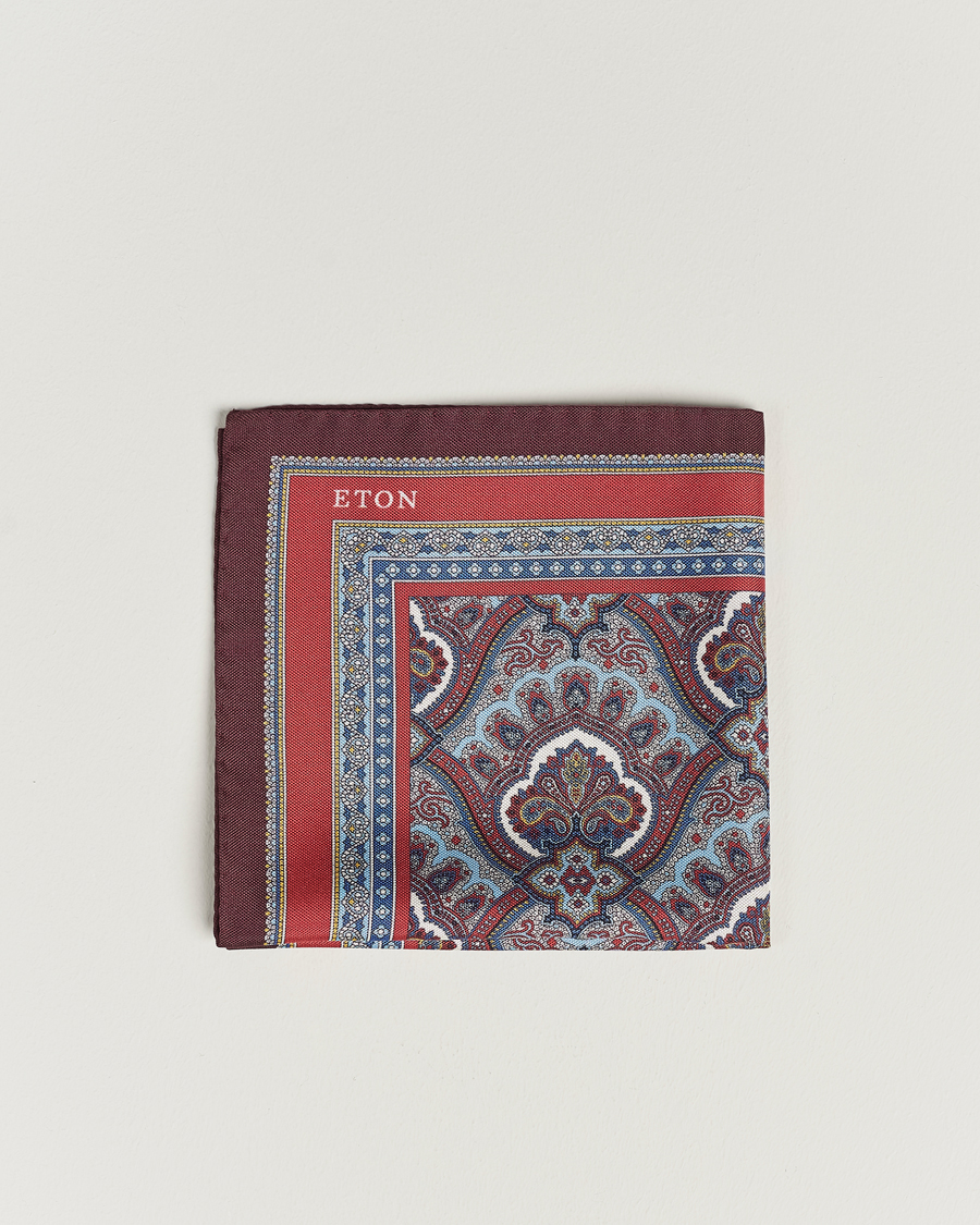 Herre | Lommetørklær | Eton | Silk Paisley Print Pocket Square Red