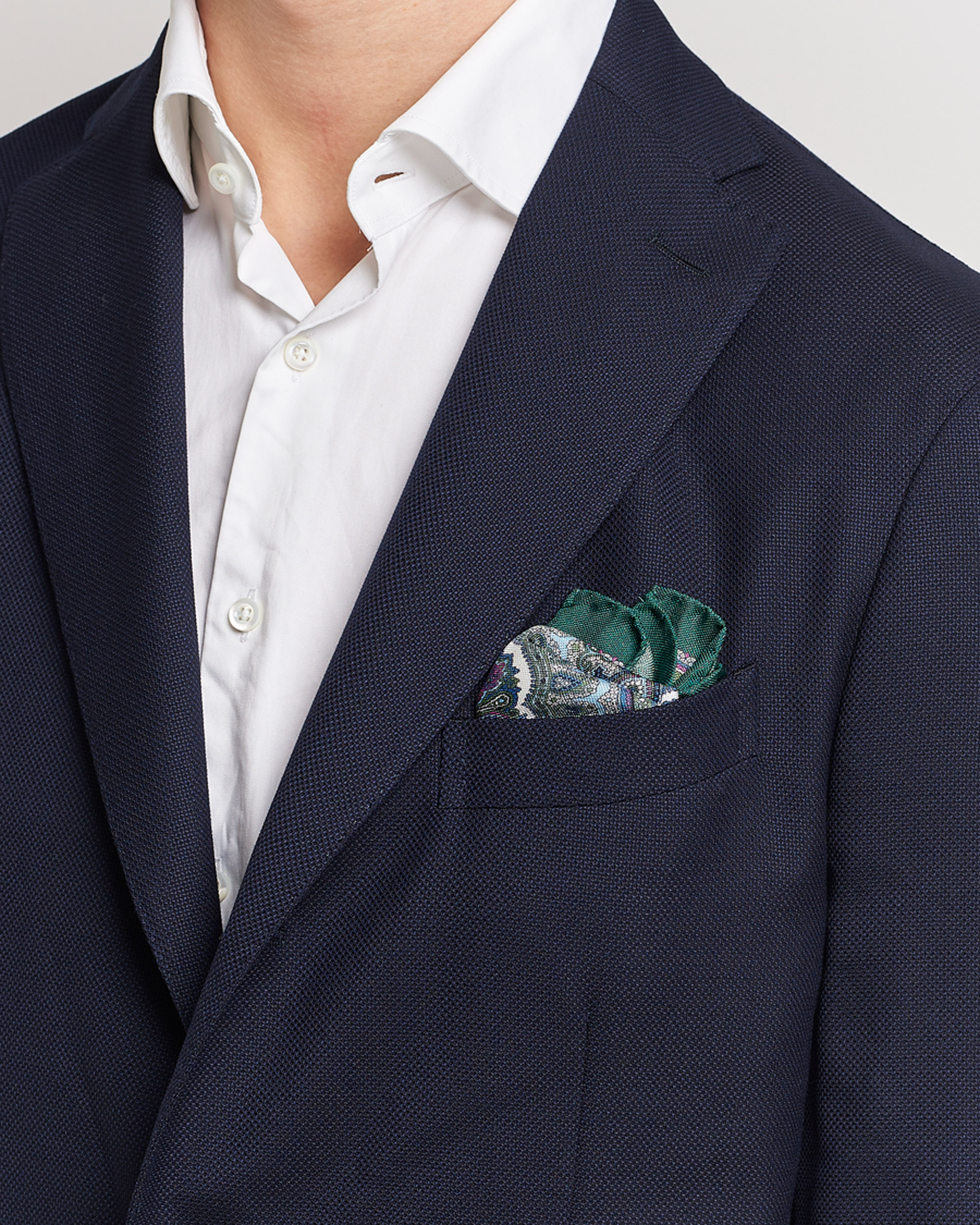 Herre | Assesoarer | Eton | Silk Paisley Print Pocket Square Green