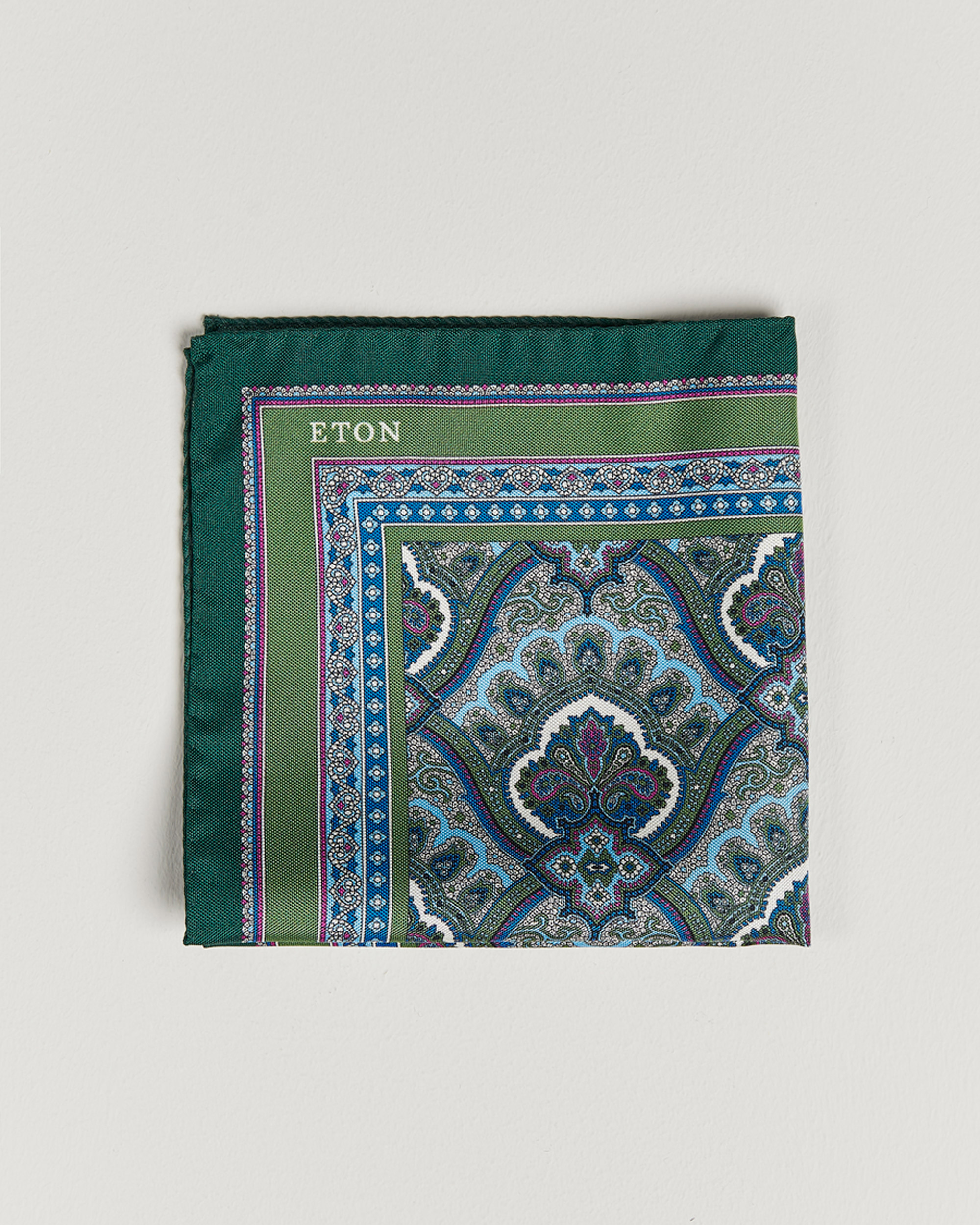 Herre | Lommetørklær | Eton | Silk Paisley Print Pocket Square Green