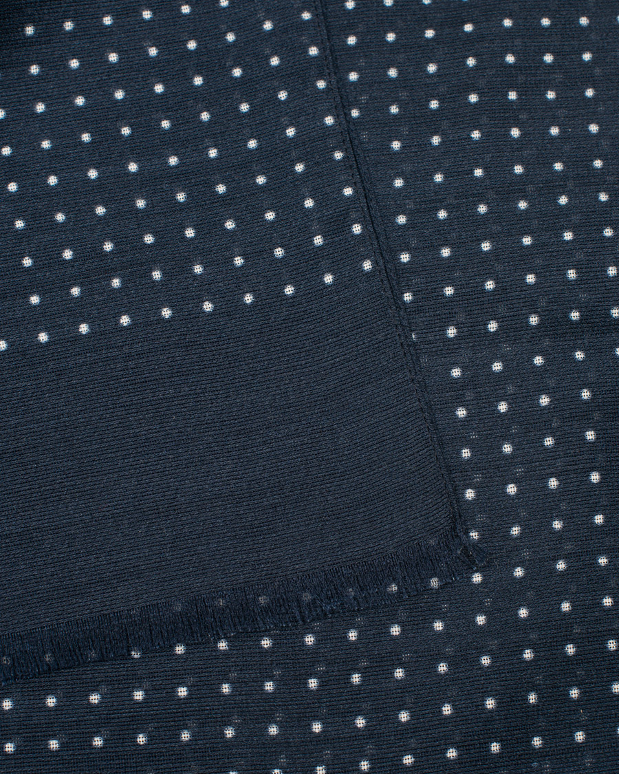 Herre | Eton | Eton | Silk Wool Polka Dot Scarf Blue