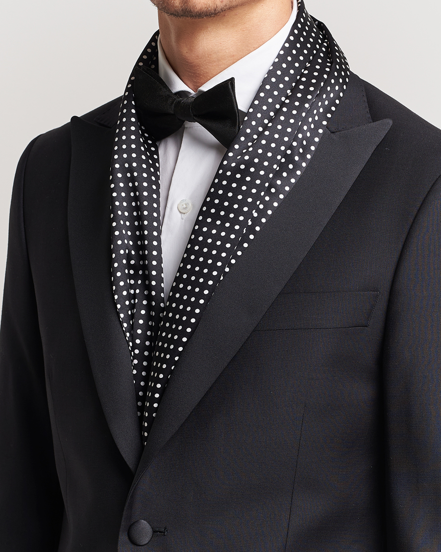 Herre |  | Eton | Silk Polka Dot Scarf Black