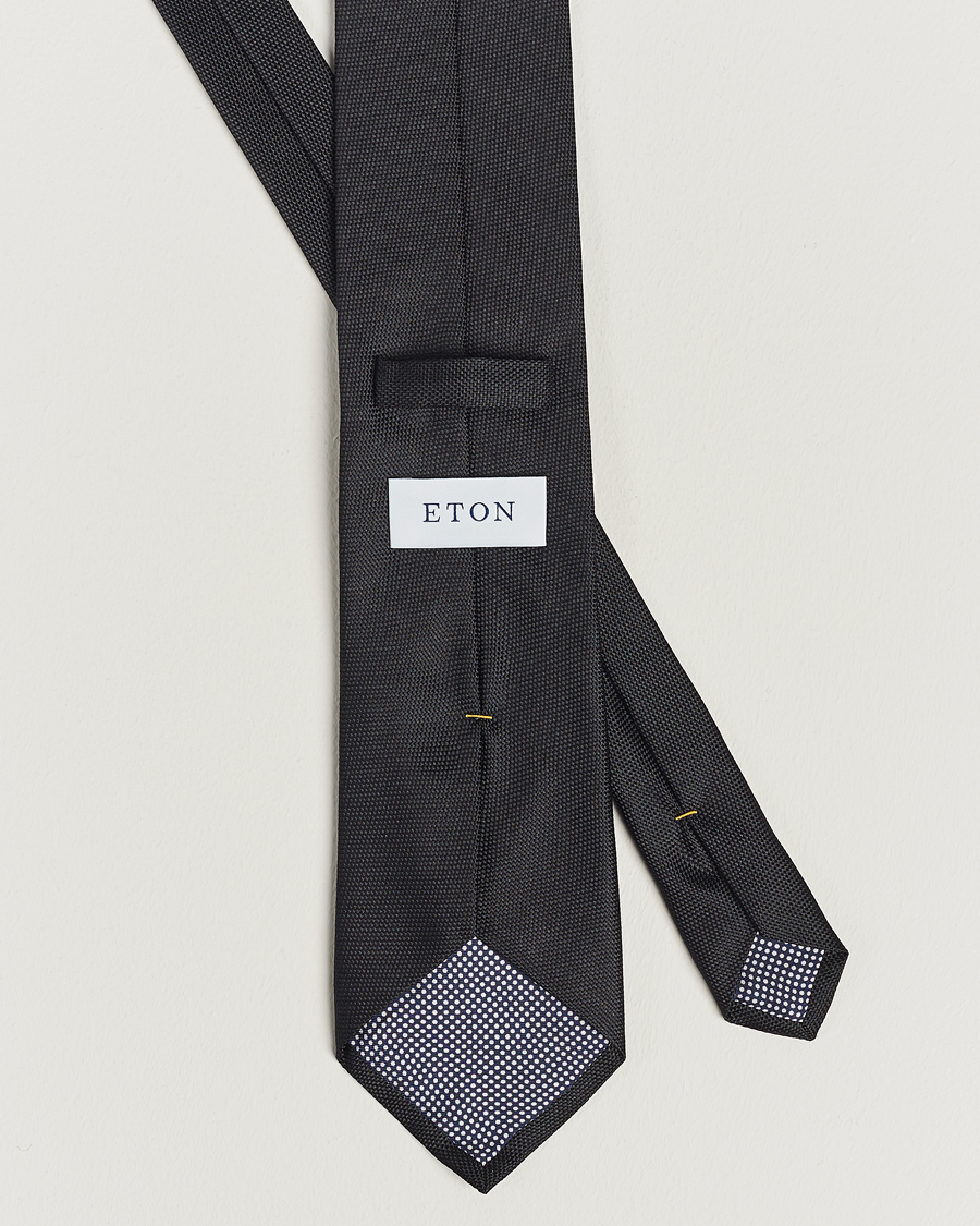 Herre | Eton Silk Basket Weave Tie Faded Black | Eton | Silk Basket Weave Tie Faded Black