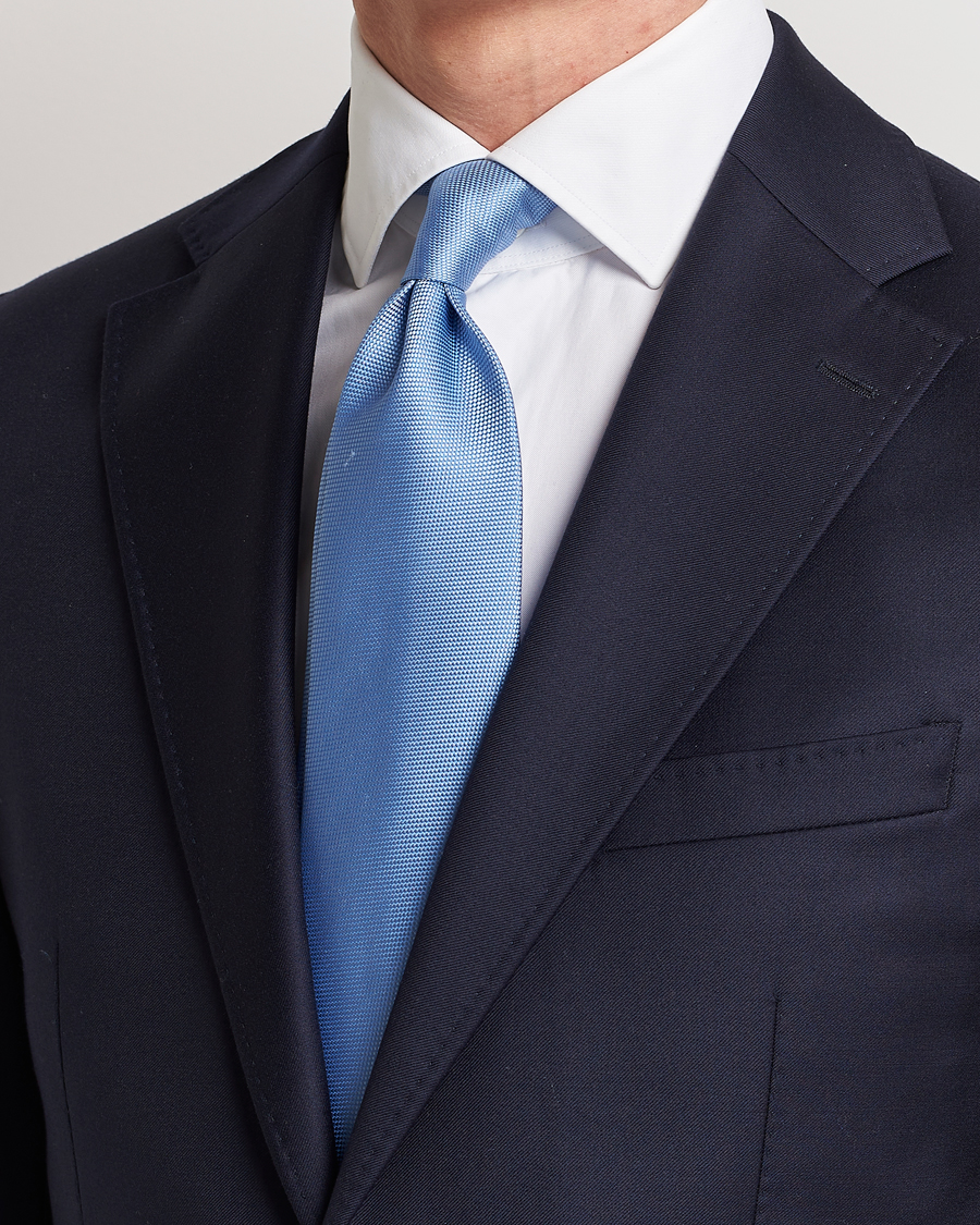 Herre | Assesoarer | Eton | Silk Basket Weave Tie Light Blue