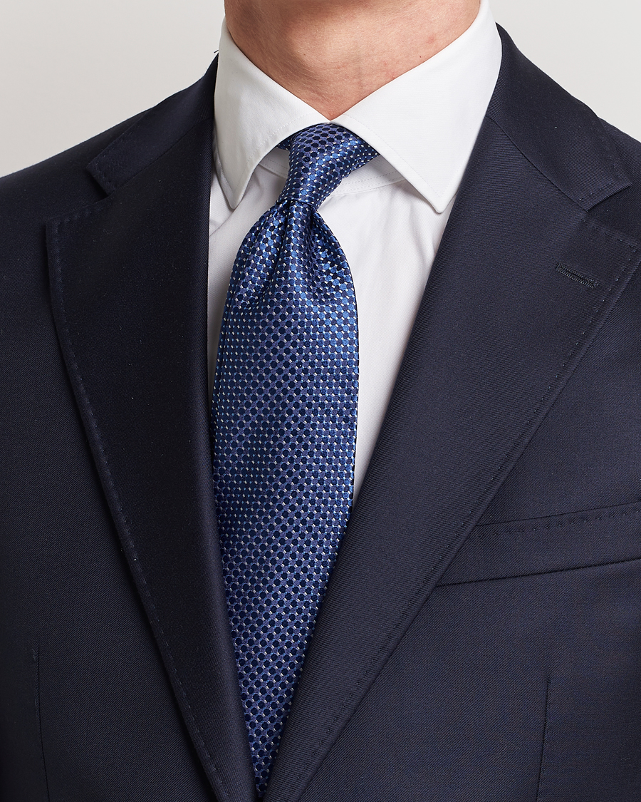 Herre | Avdelinger | Eton | Silk Geometric Weave Tie Navy