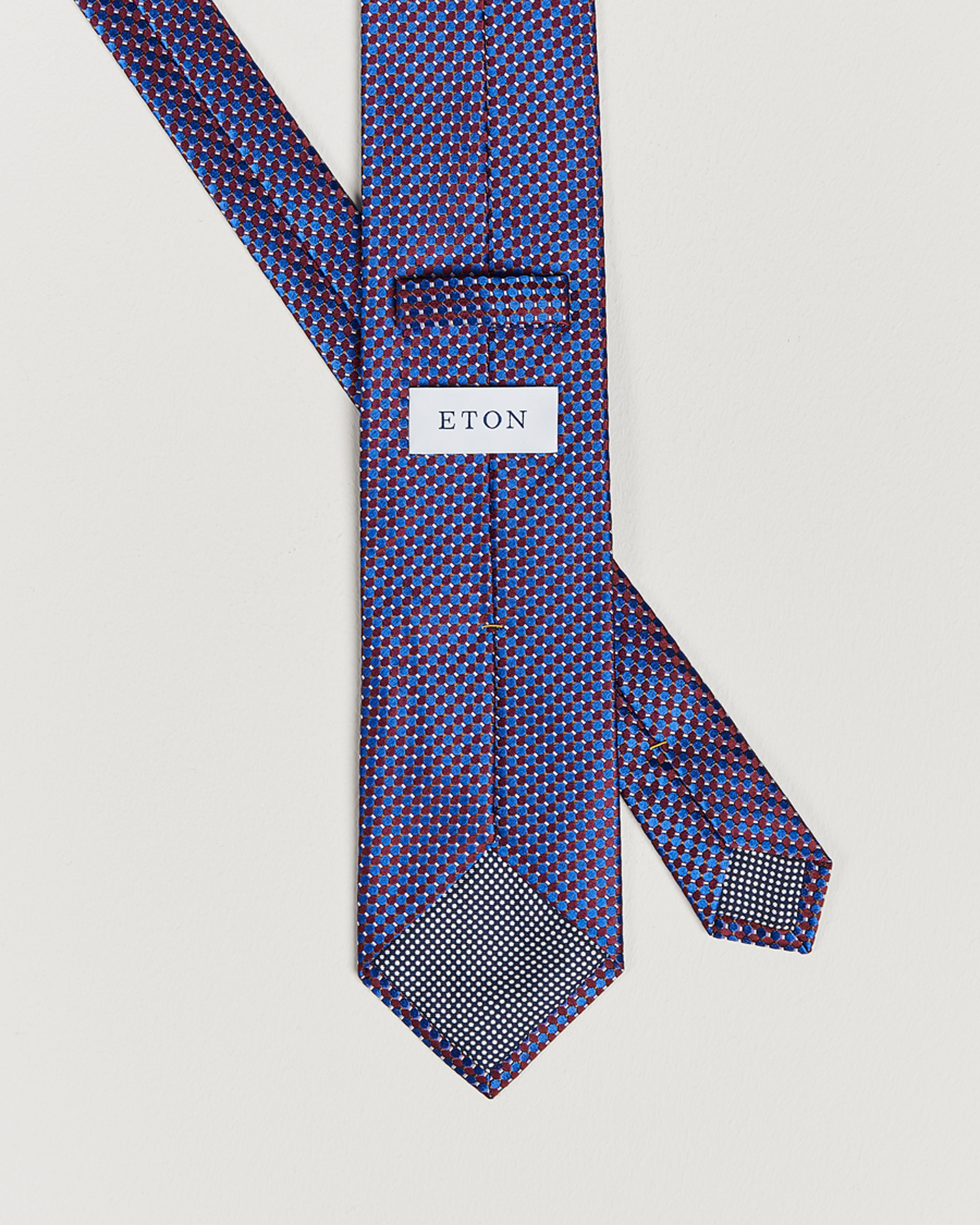 Herre | Eton Silk Geometric Weave Tie Blue/Red | Eton | Silk Geometric Weave Tie Blue/Red