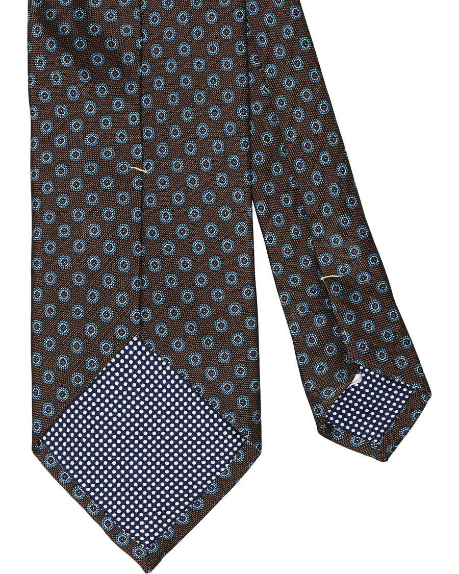 Herre | Eton Silk Geometric Print Tie Brown | Eton | Silk Geometric Print Tie Brown