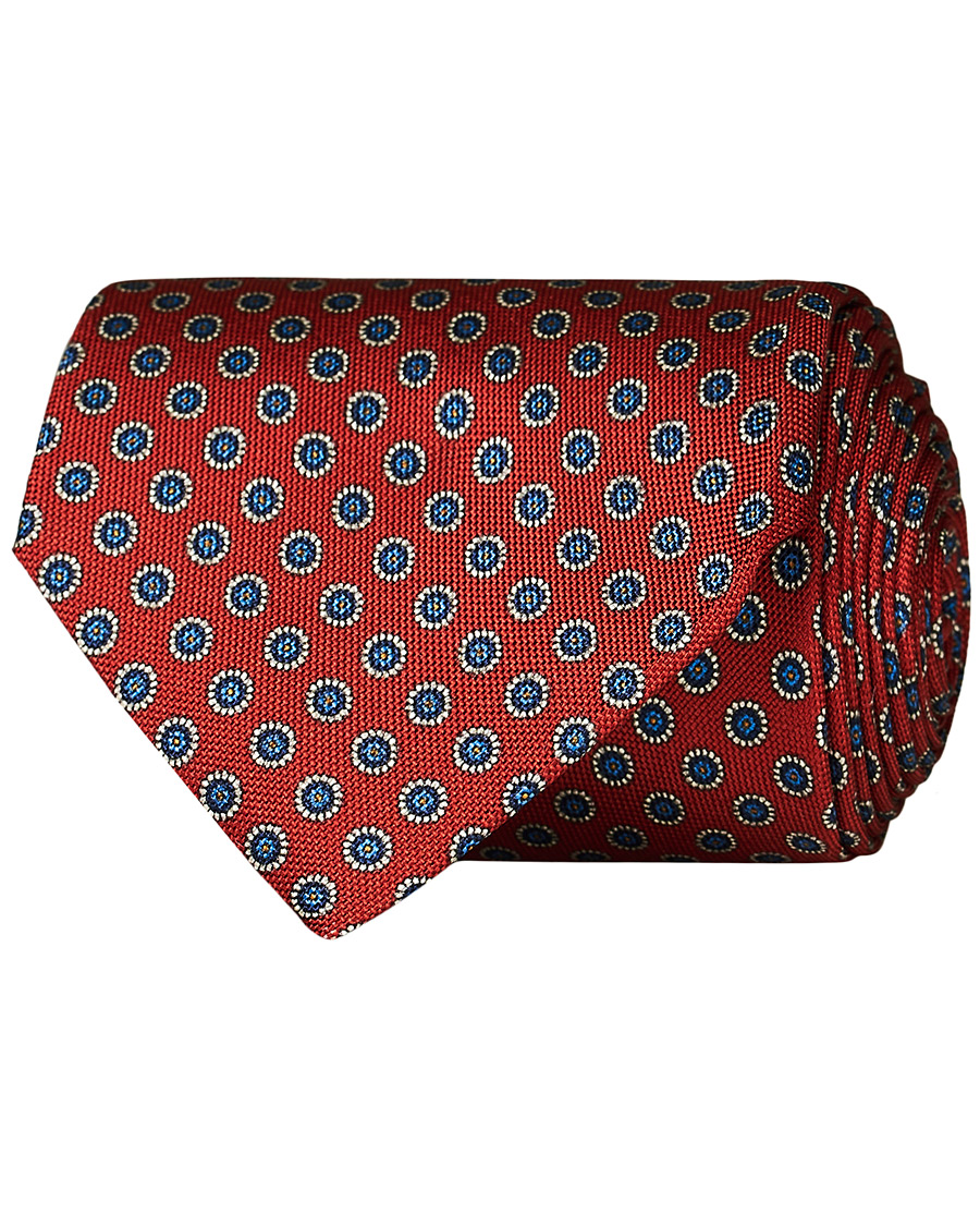Herre | Eton Silk Geometric Print Tie Red | Eton | Silk Geometric Print Tie Red