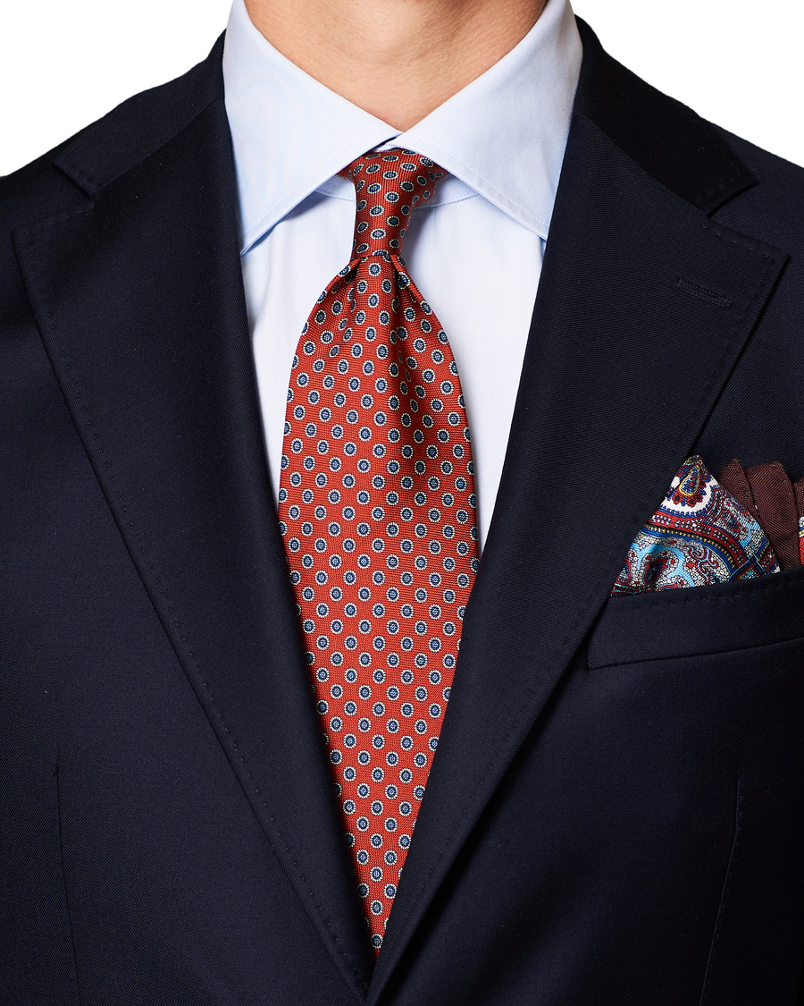 Herre | Eton Silk Geometric Print Tie Red | Eton | Silk Geometric Print Tie Red