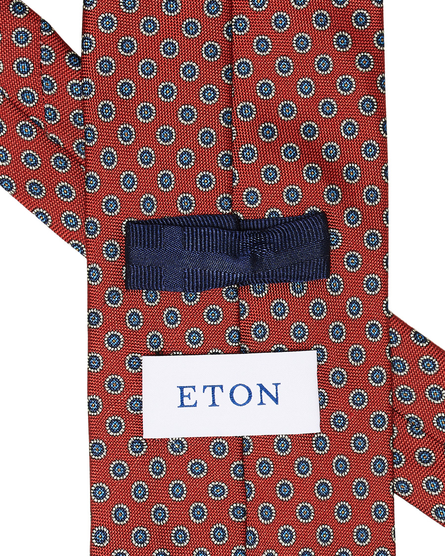 Herre | Eton Silk Geometric Print Tie Red | Eton | Silk Geometric Print Tie Red