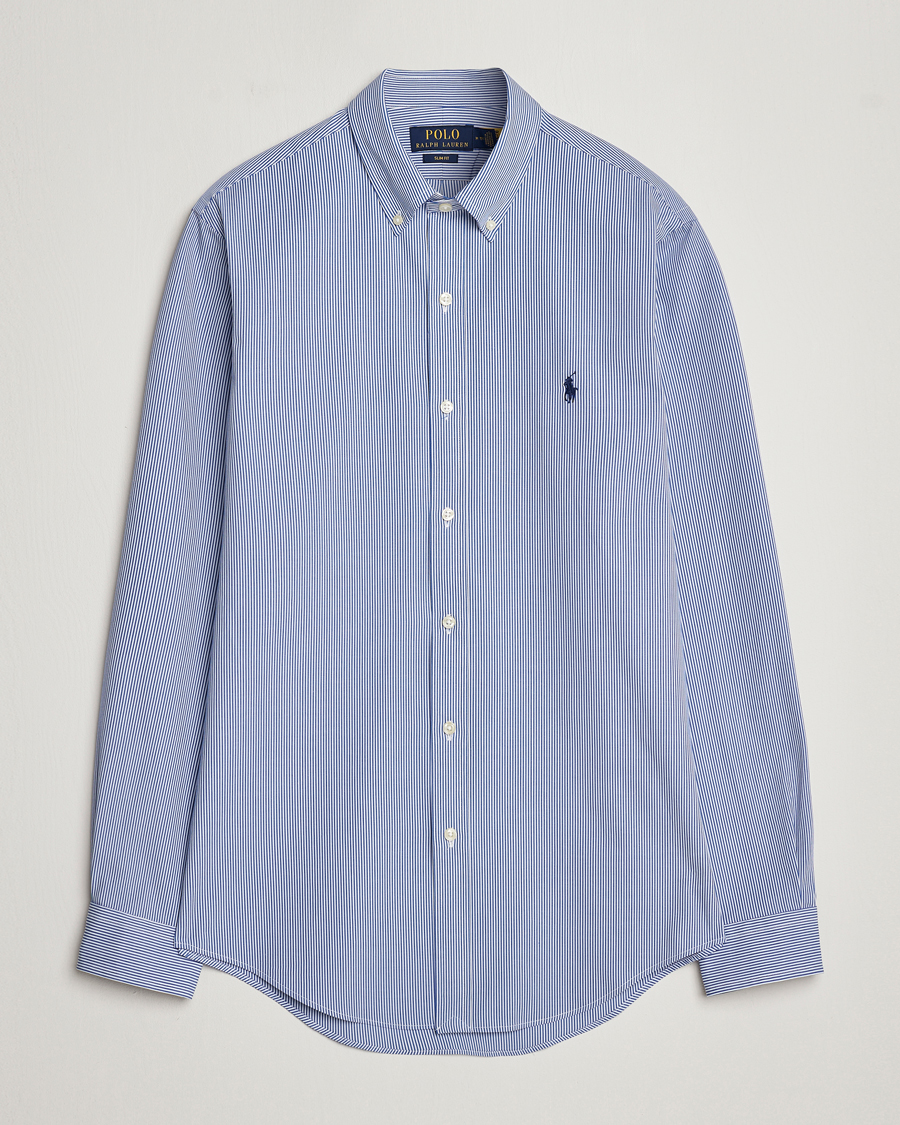 Herre |  | Polo Ralph Lauren | Slim Fit Thin Stripe Poplin Shirt Blue/White