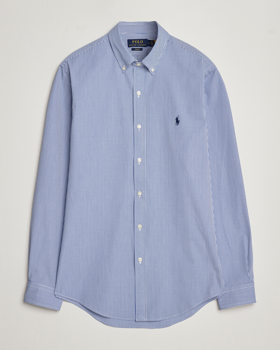 Herre | Skjorter | Polo Ralph Lauren | Slim Fit Thin Stripe Poplin Shirt Blue/White