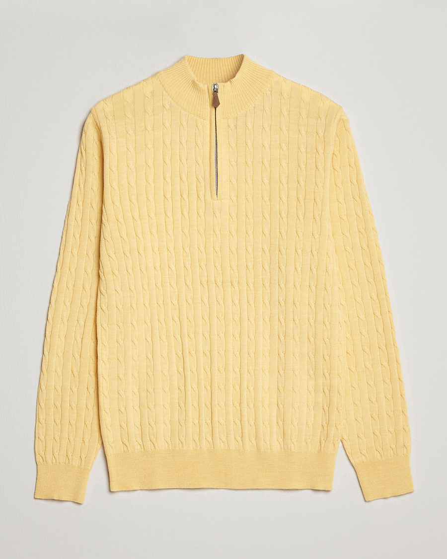 Herre | Gensere | Stenströms | Merino Cable Half Zip Yellow