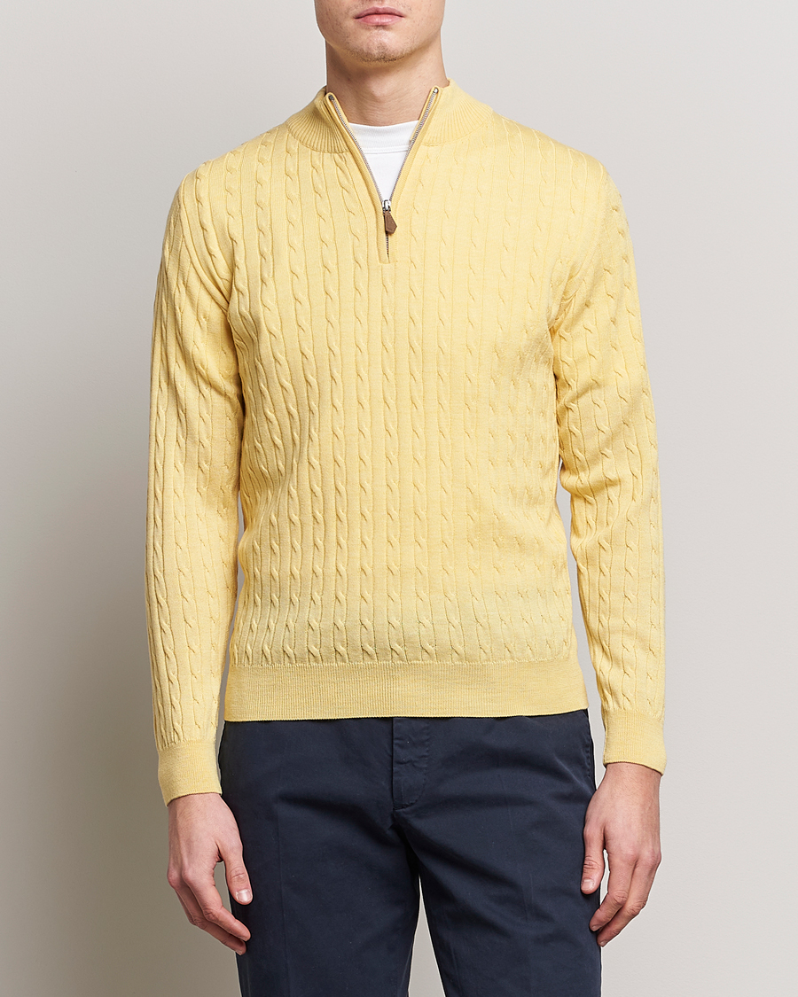 Herre | Gensere | Stenströms | Merino Cable Half Zip Yellow