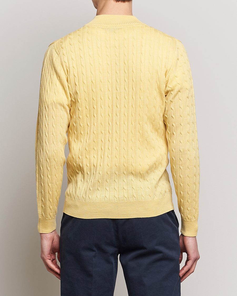 Herre | Gensere | Stenströms | Merino Cable Half Zip Yellow