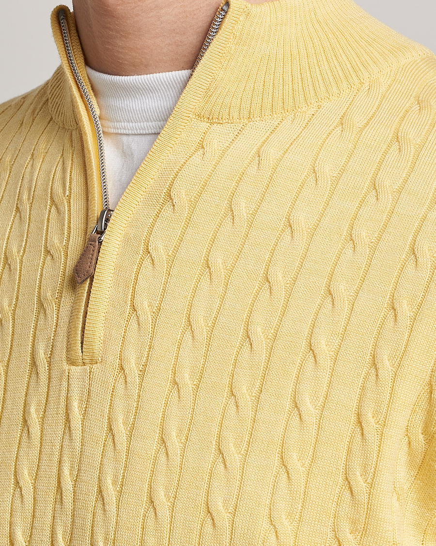 Herre | Gensere | Stenströms | Merino Cable Half Zip Yellow