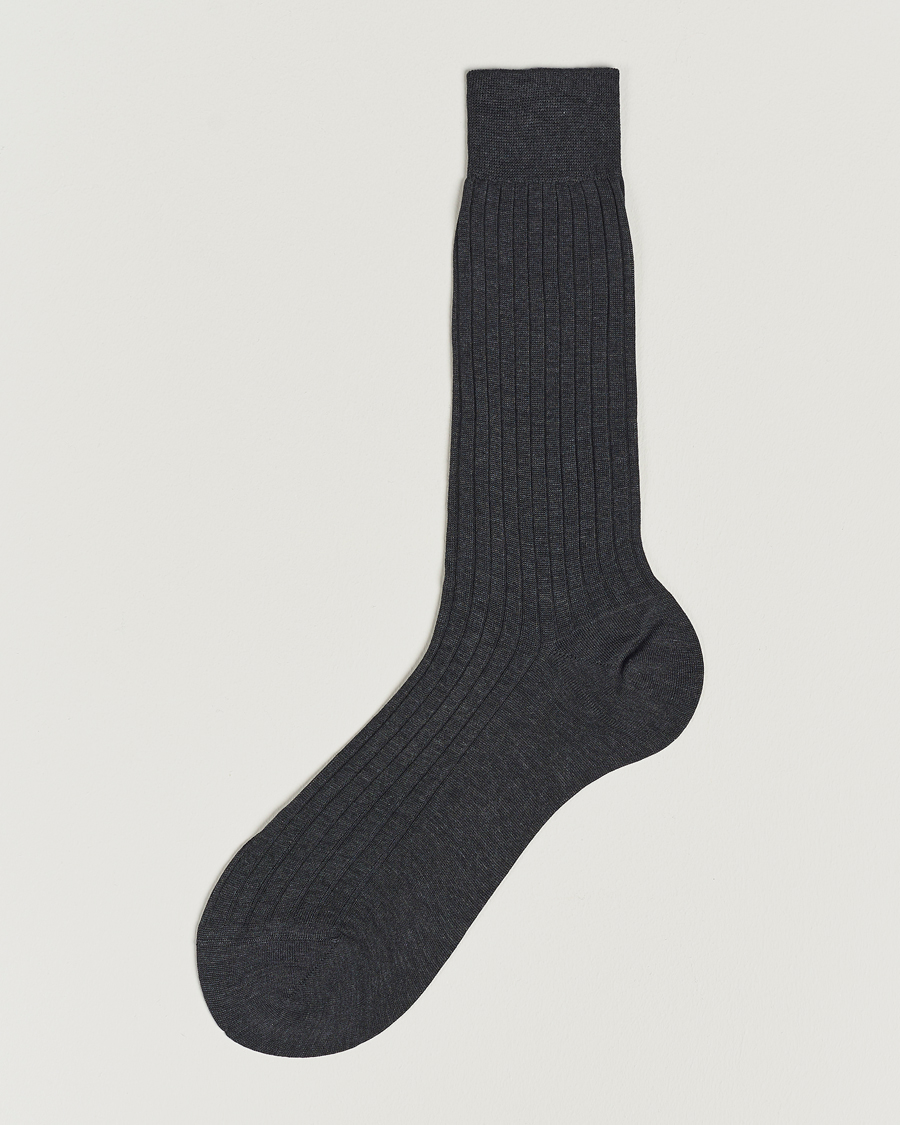 Herre | Undertøy | Bresciani | Cotton Ribbed Short Socks Grey Melange