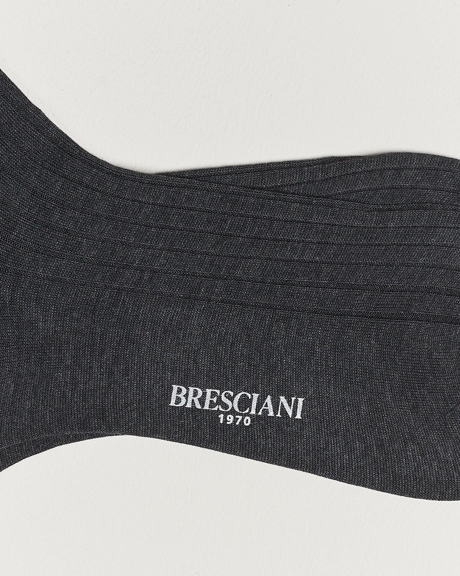 Herre | Undertøy | Bresciani | Cotton Ribbed Short Socks Grey Melange