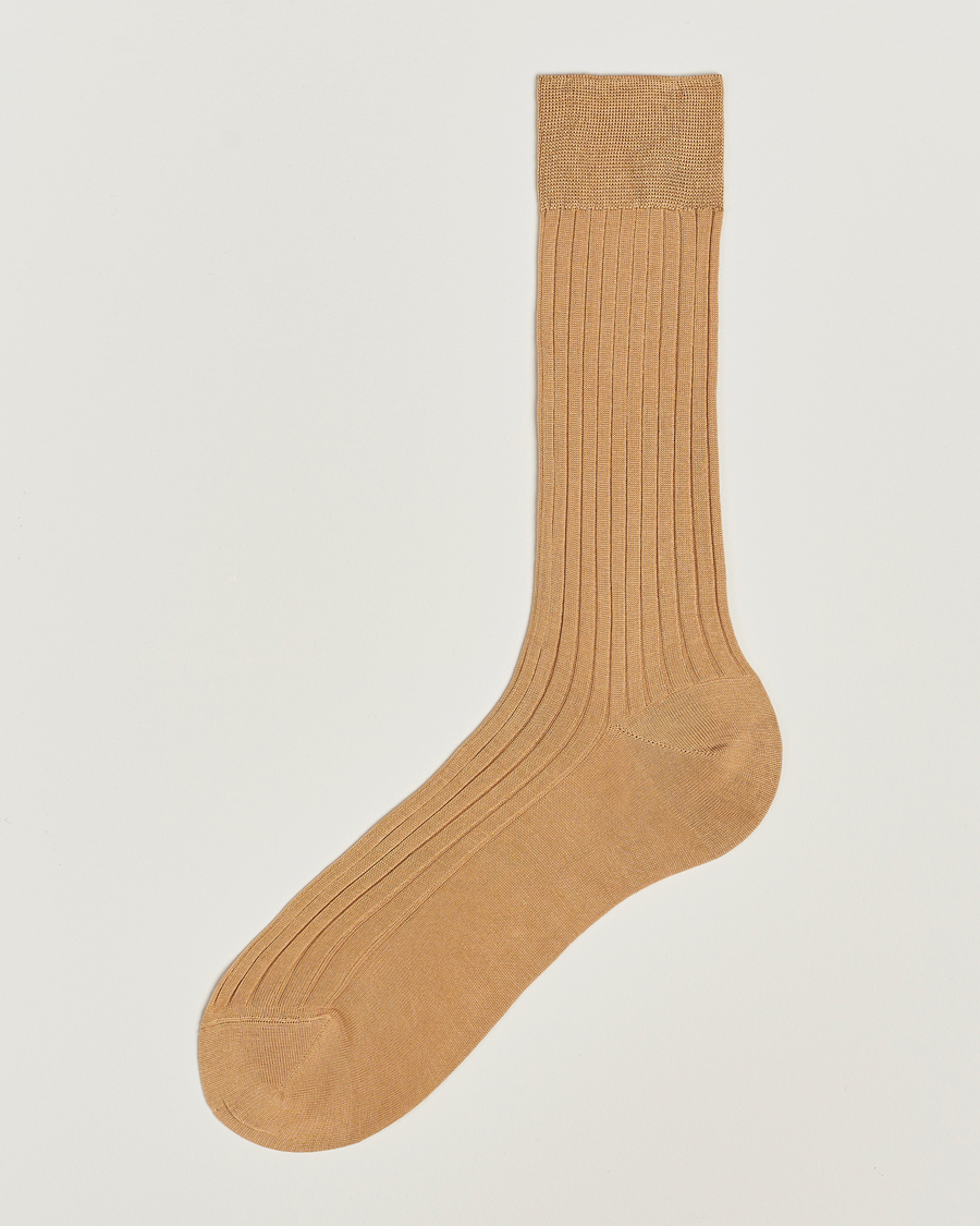 Herre |  | Bresciani | Cotton Ribbed Short Socks Light Khaki