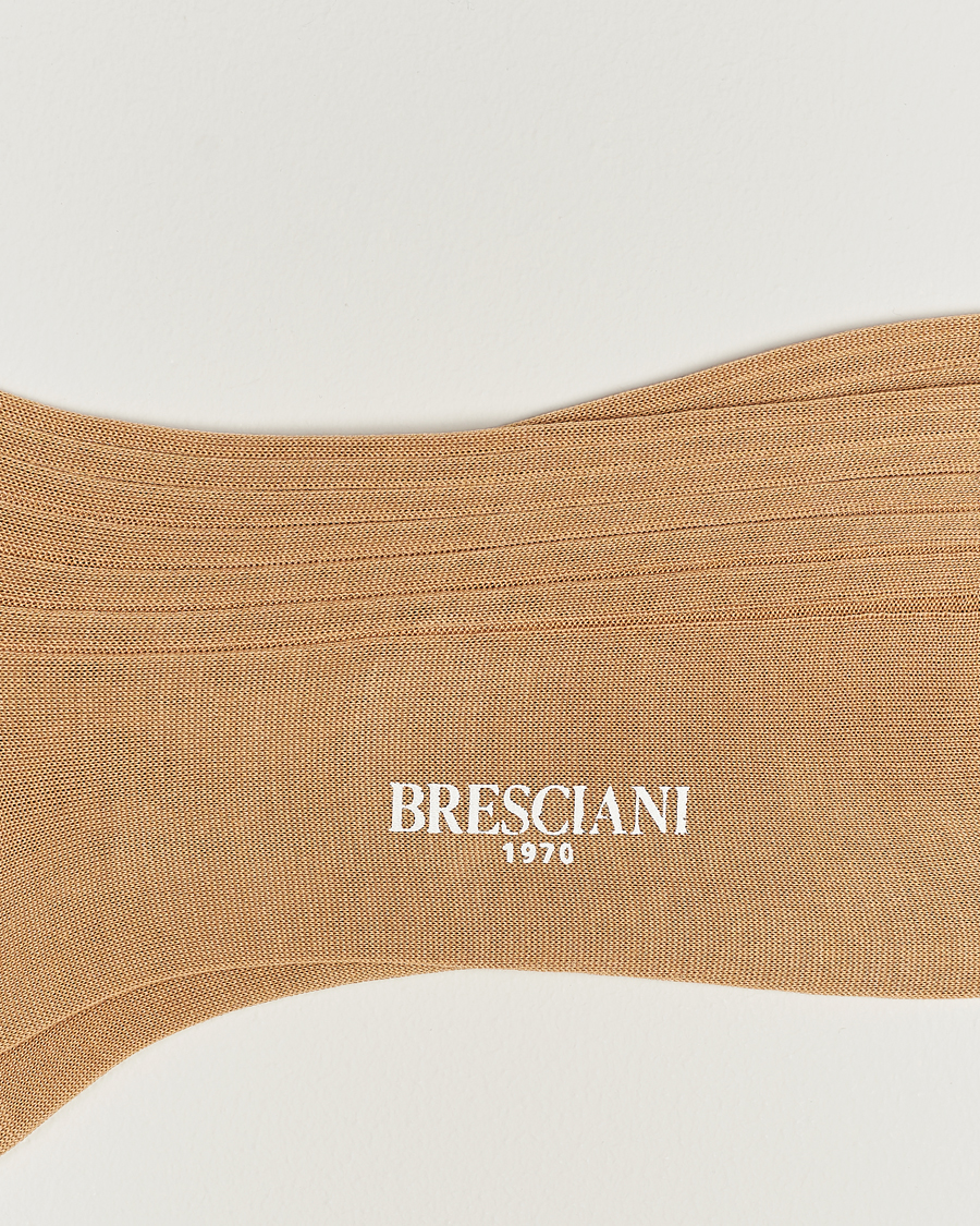 Herre | Undertøy | Bresciani | Cotton Ribbed Short Socks Light Khaki