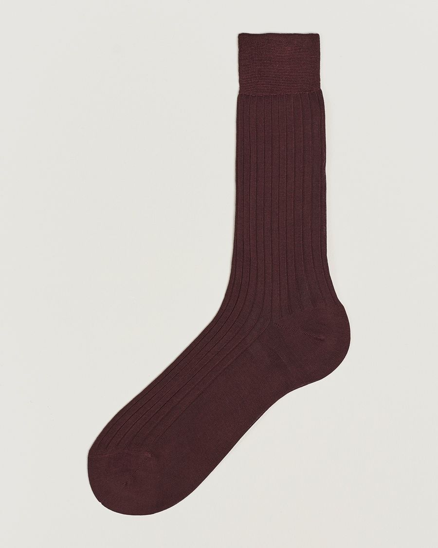 Herre | Undertøy | Bresciani | Cotton Ribbed Short Socks Burgundy