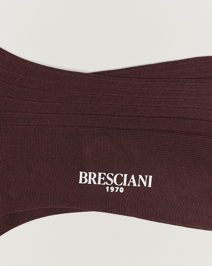 Herre |  | Bresciani | Cotton Ribbed Short Socks Burgundy