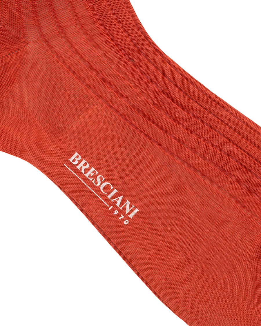 Herre | Undertøy | Bresciani | Cotton Ribbed Short Socks Rust Orange