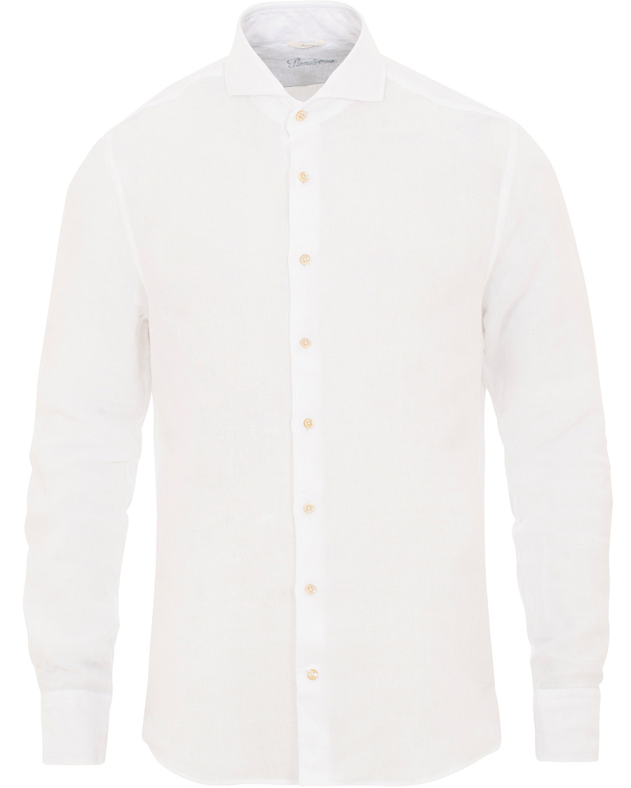 Herre | Skjorter | Stenströms | Slimline Cut Away Linen Shirt White
