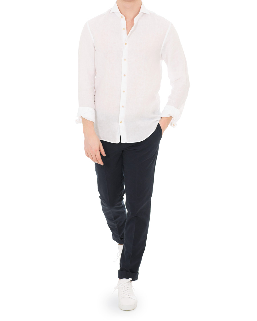 Herre | Skjorter | Stenströms | Slimline Cut Away Linen Shirt White