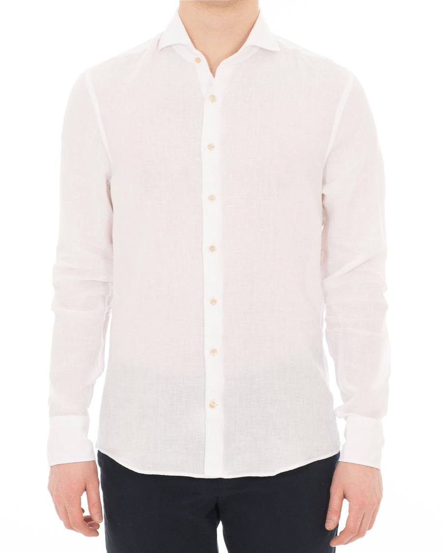 Herre | Skjorter | Stenströms | Slimline Cut Away Linen Shirt White