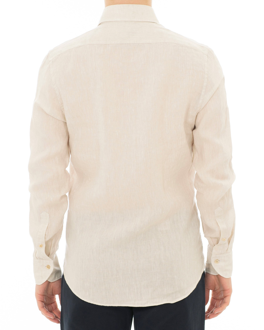 Herre | Skjorter | Stenströms | Slimline Cut Away Linen Shirt Beige