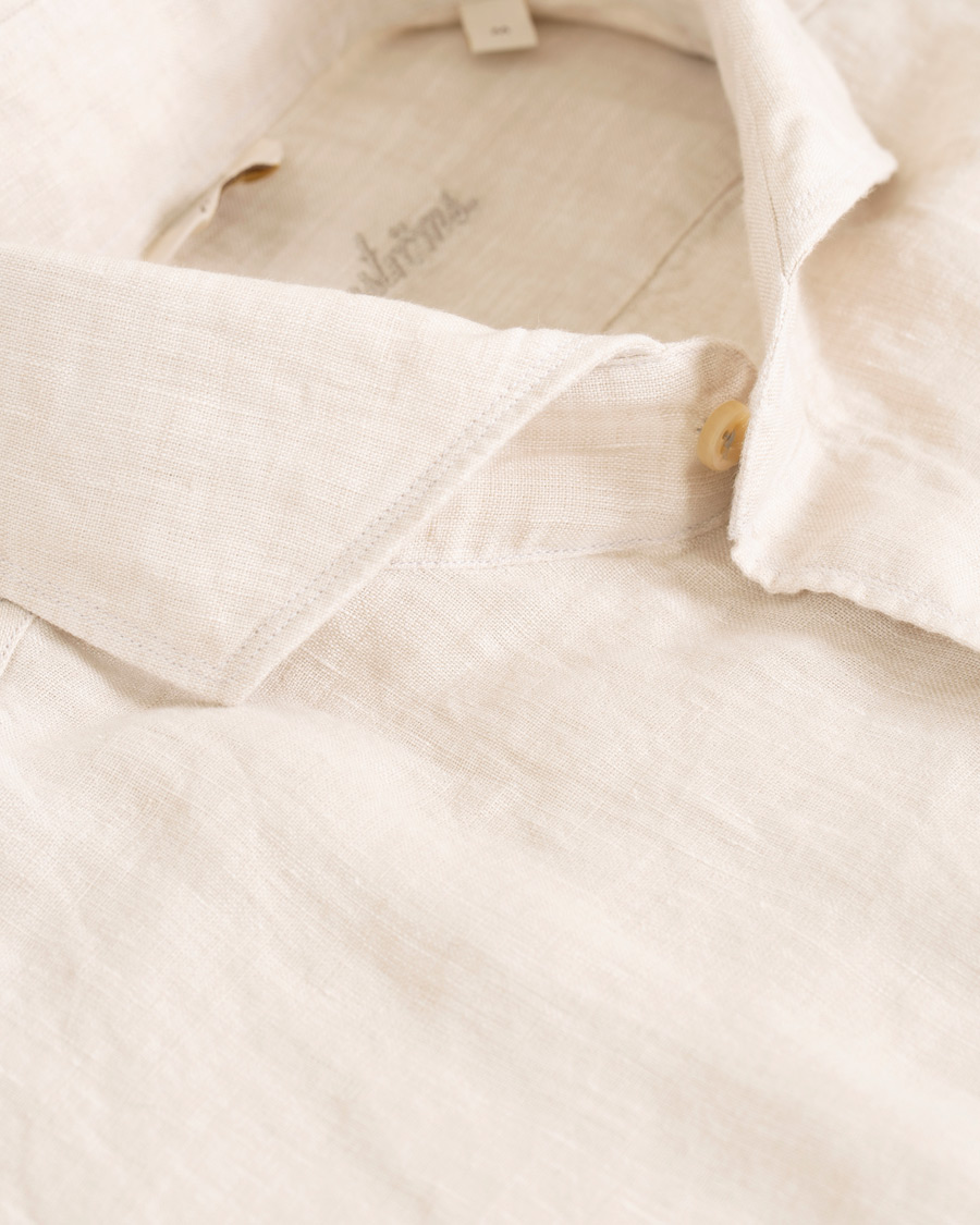 Herre | Skjorter | Stenströms | Slimline Cut Away Linen Shirt Beige