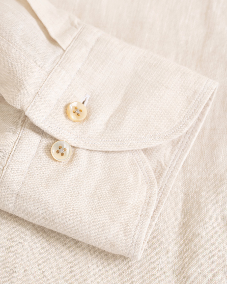 Herre | Skjorter | Stenströms | Slimline Cut Away Linen Shirt Beige