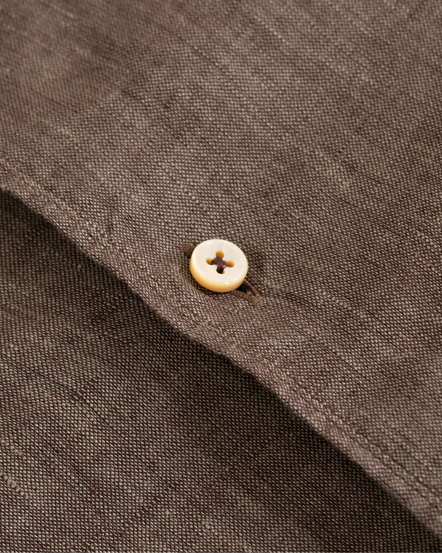 Herre | Skjorter | Stenströms | Slimline Cut Away Linen Shirt Brown