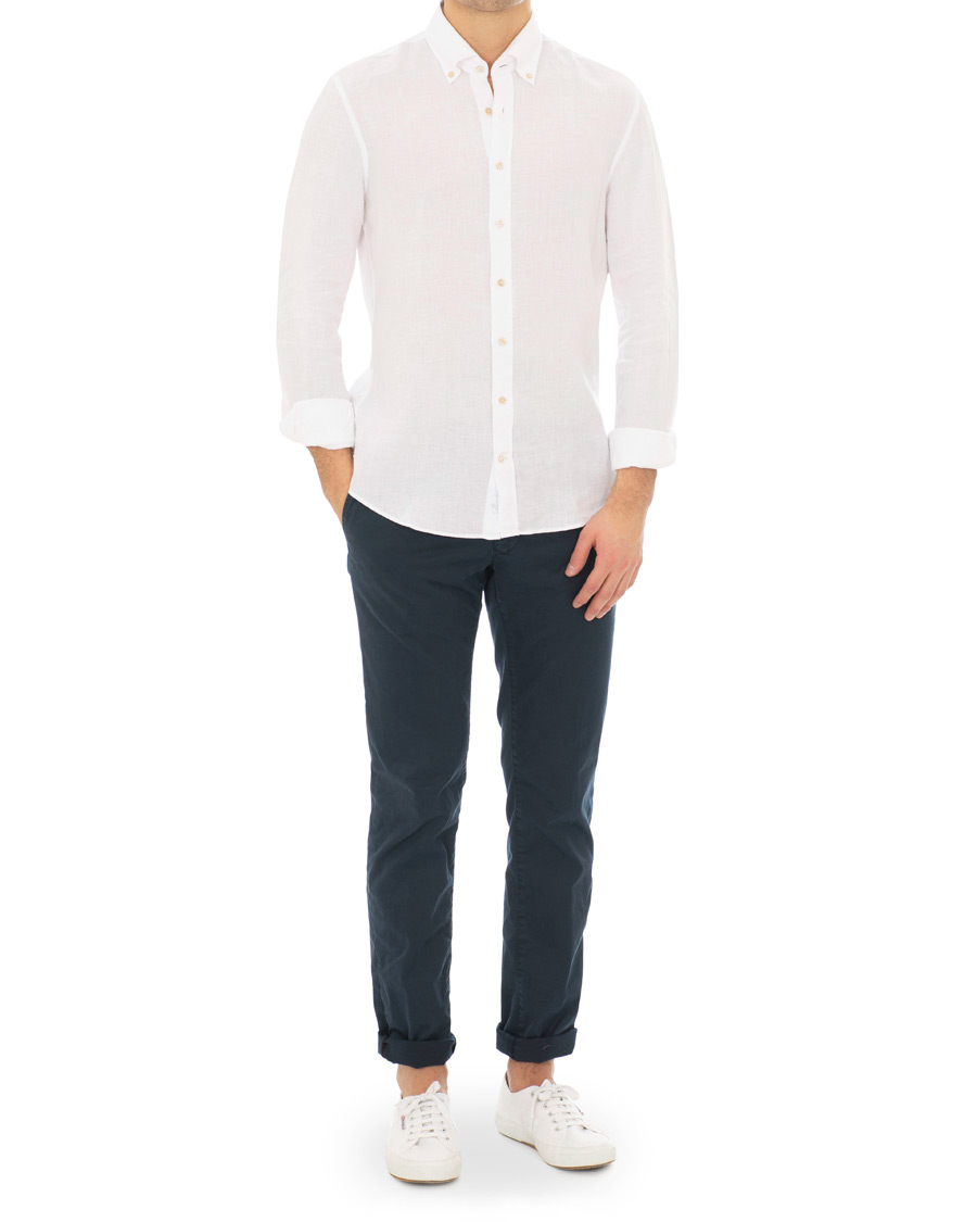 Herre | Skjorter | Stenströms | Slimline Button Down Linen Shirt White