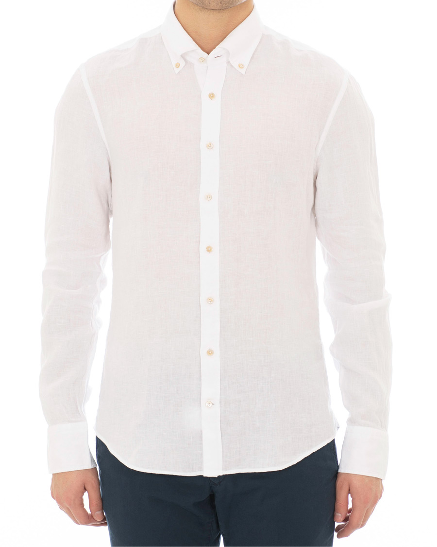 Herre | Skjorter | Stenströms | Slimline Button Down Linen Shirt White
