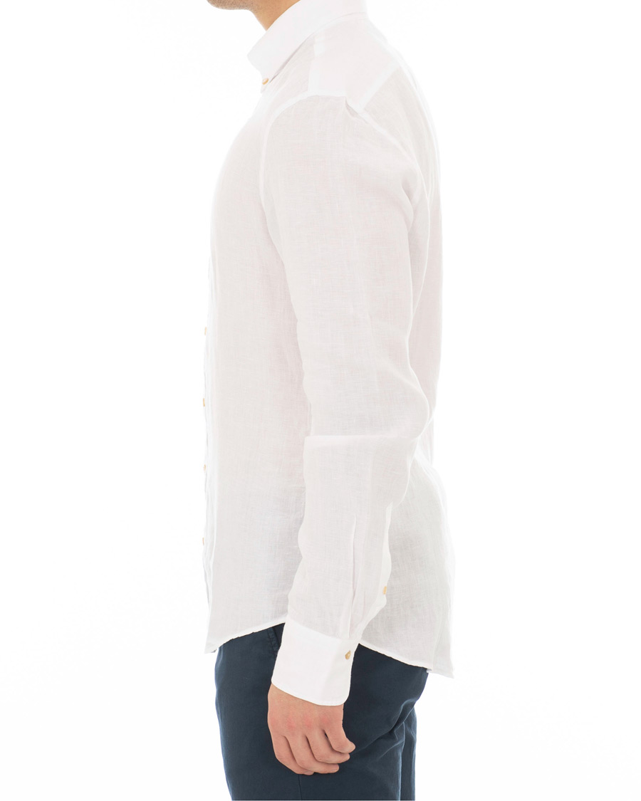 Herre | Skjorter | Stenströms | Slimline Button Down Linen Shirt White