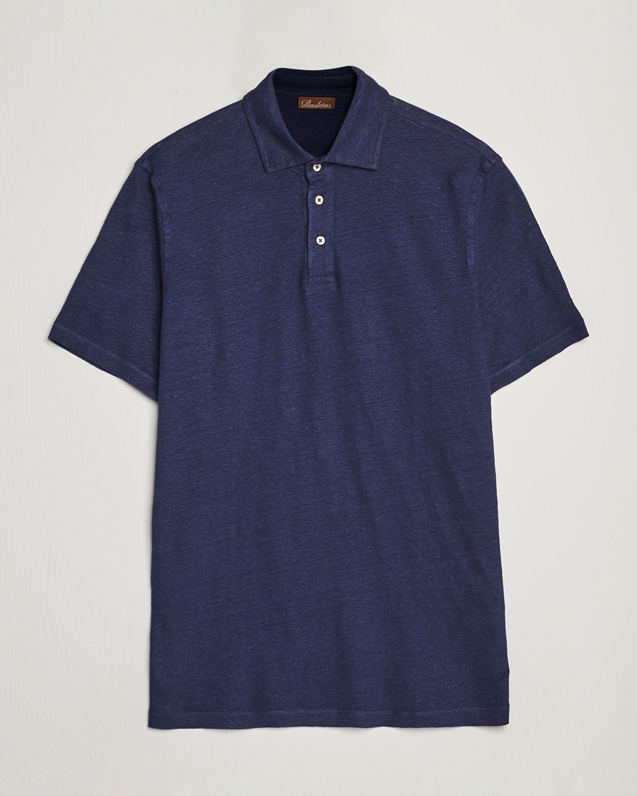 Herre | Pikéer | Stenströms | Linen Polo Shirt Navy