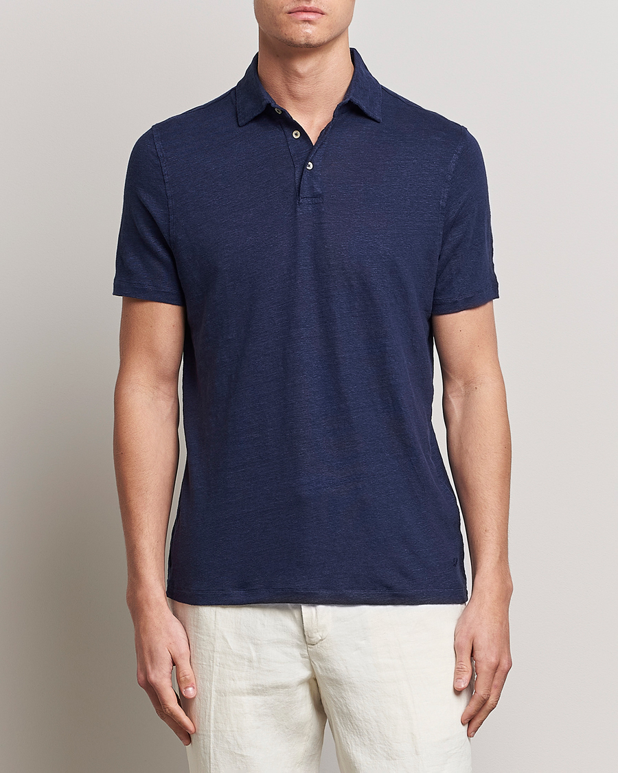 Herre | Pikéer | Stenströms | Linen Polo Shirt Navy