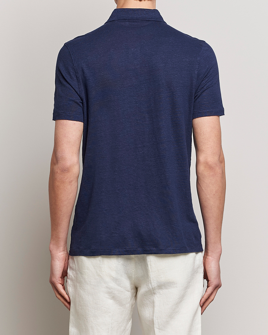 Herre | Pikéer | Stenströms | Linen Polo Shirt Navy