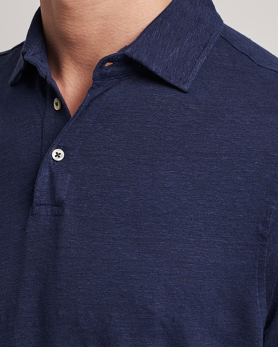 Herre | Pikéer | Stenströms | Linen Polo Shirt Navy