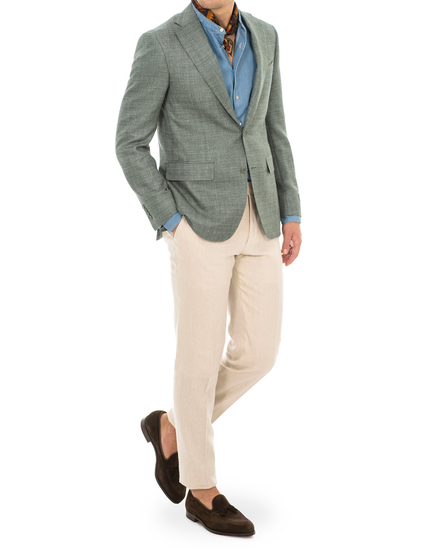 Herre | Bukser | Canali | Wool/Linen Trousers Sand