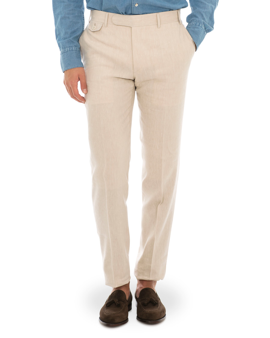Herre | Bukser | Canali | Wool/Linen Trousers Sand
