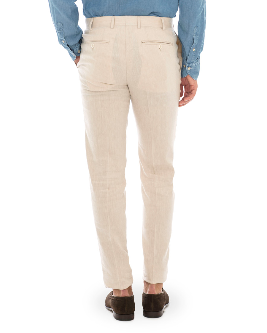 Herre | Bukser | Canali | Wool/Linen Trousers Sand