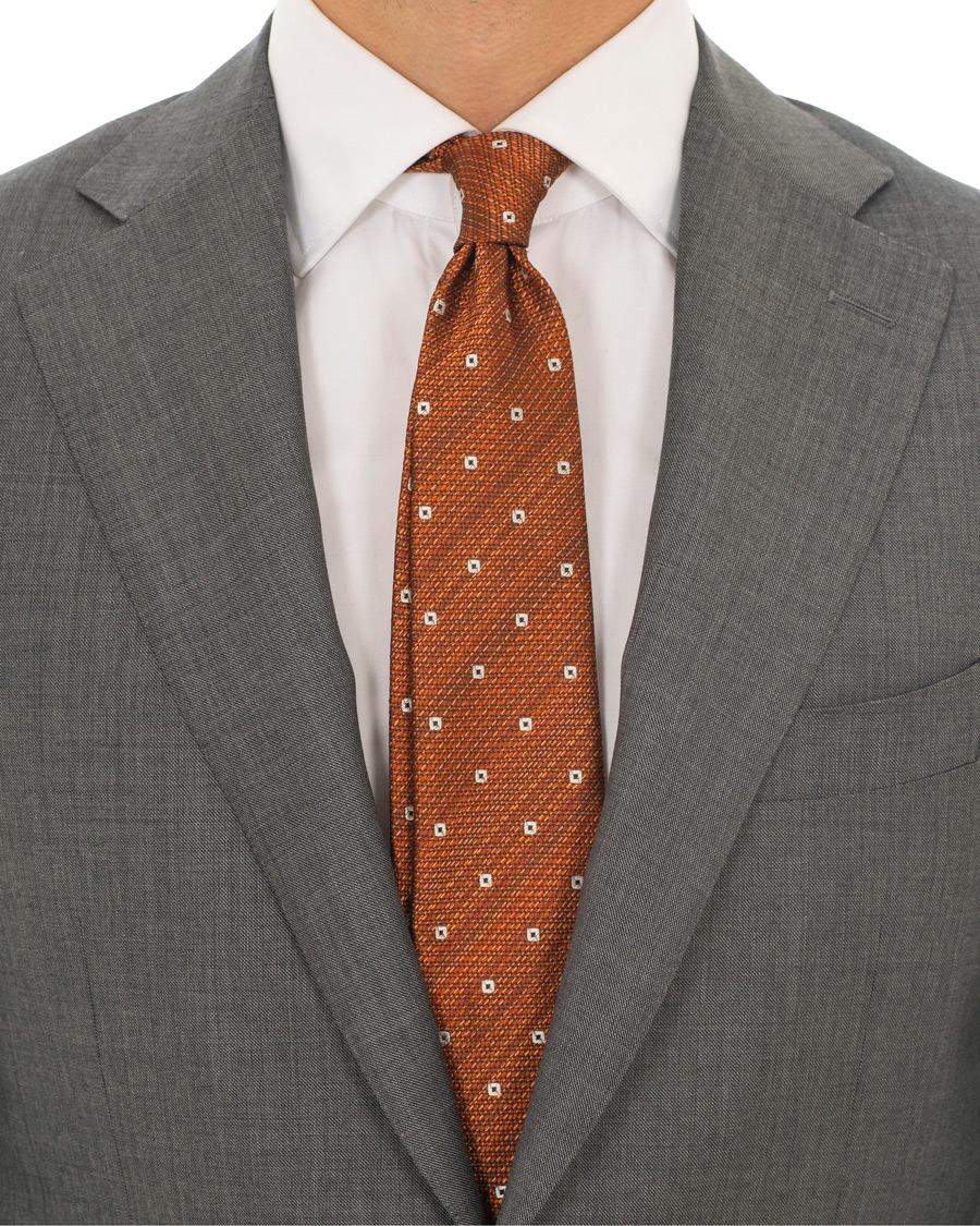 Herre | Canali Silk Woven Dot 8 cm Tie Rust Orange | Canali | Silk Woven Dot 8 cm Tie Rust Orange