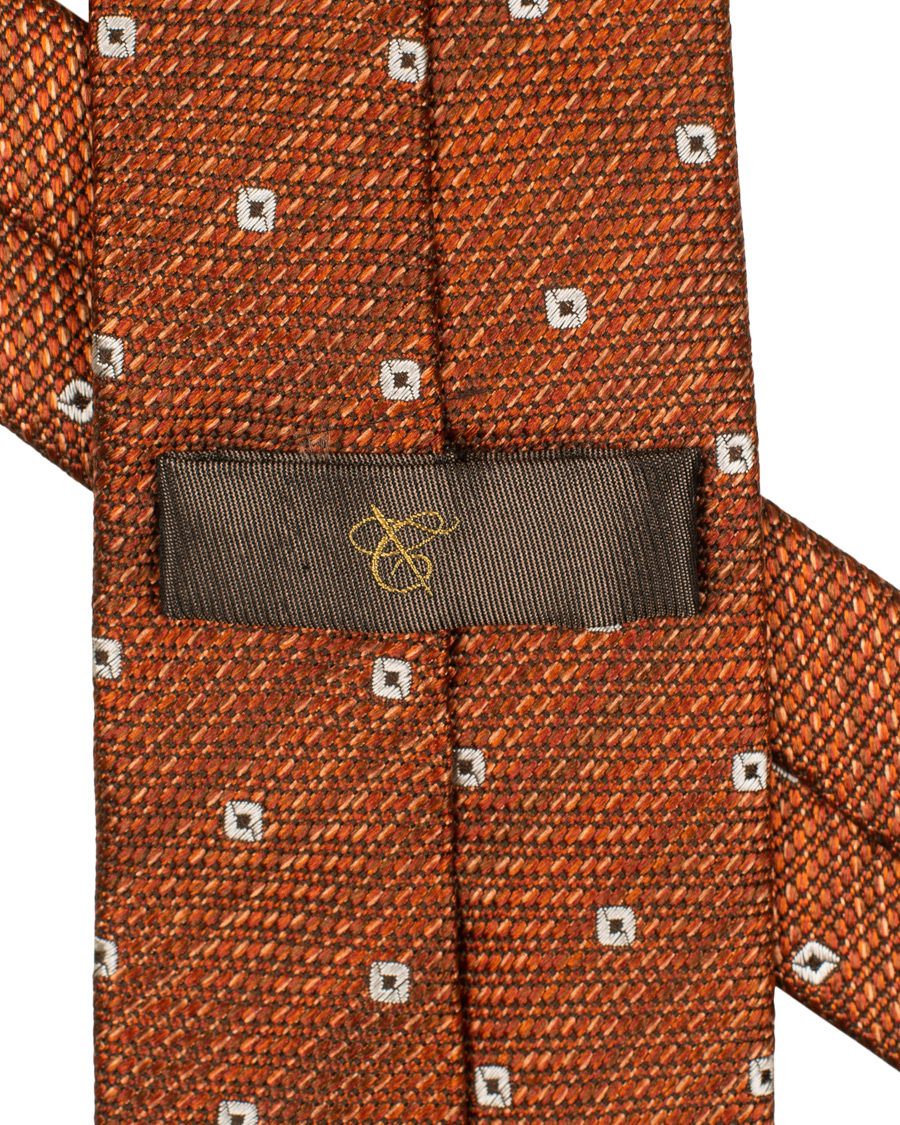 Herre | Canali Silk Woven Dot 8 cm Tie Rust Orange | Canali | Silk Woven Dot 8 cm Tie Rust Orange