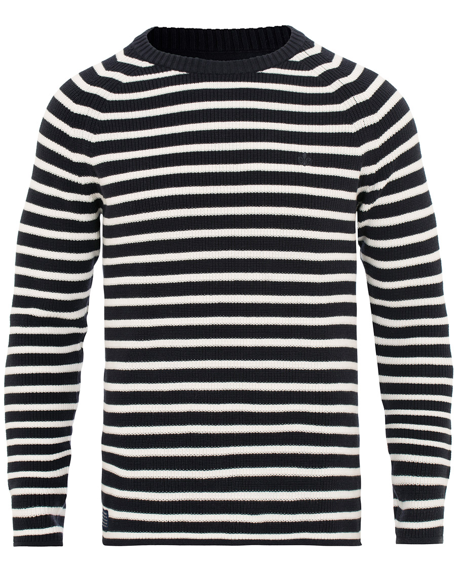 Herre | Gensere | Morris | Calton Stripe O-Neck White/Navy